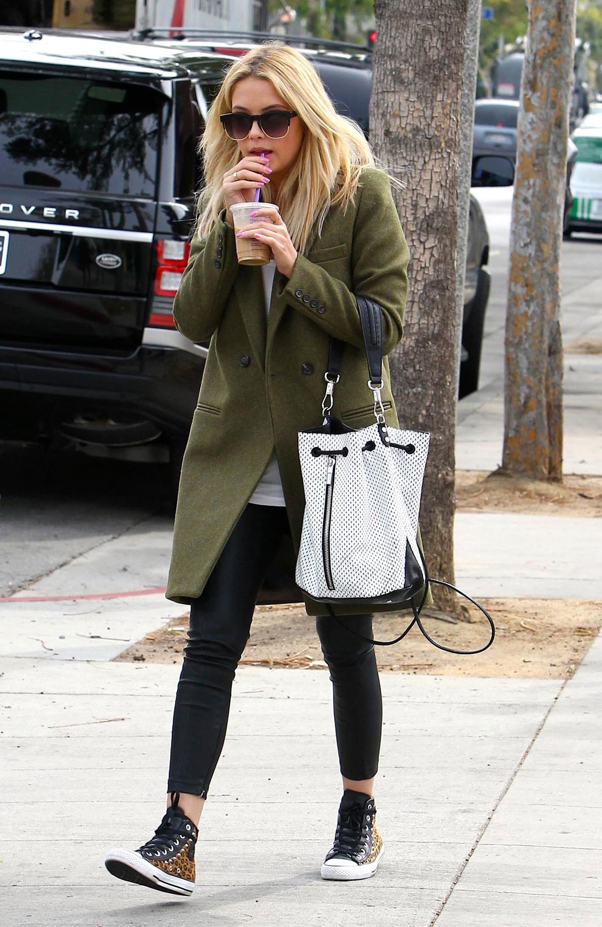 Ashley Benson grabs lunch with a friend