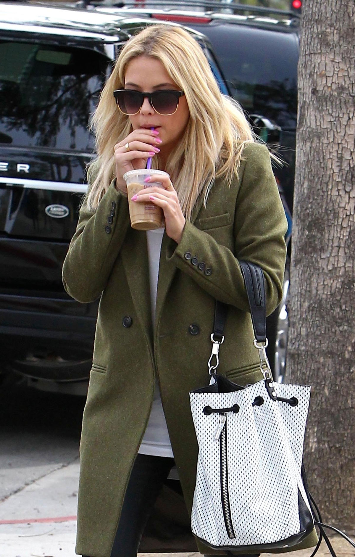 Ashley Benson grabs lunch with a friend