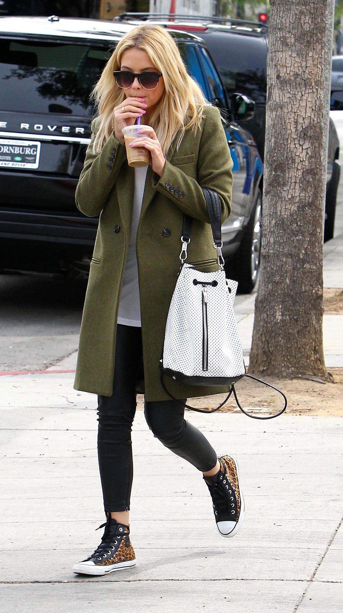 Ashley Benson grabs lunch with a friend