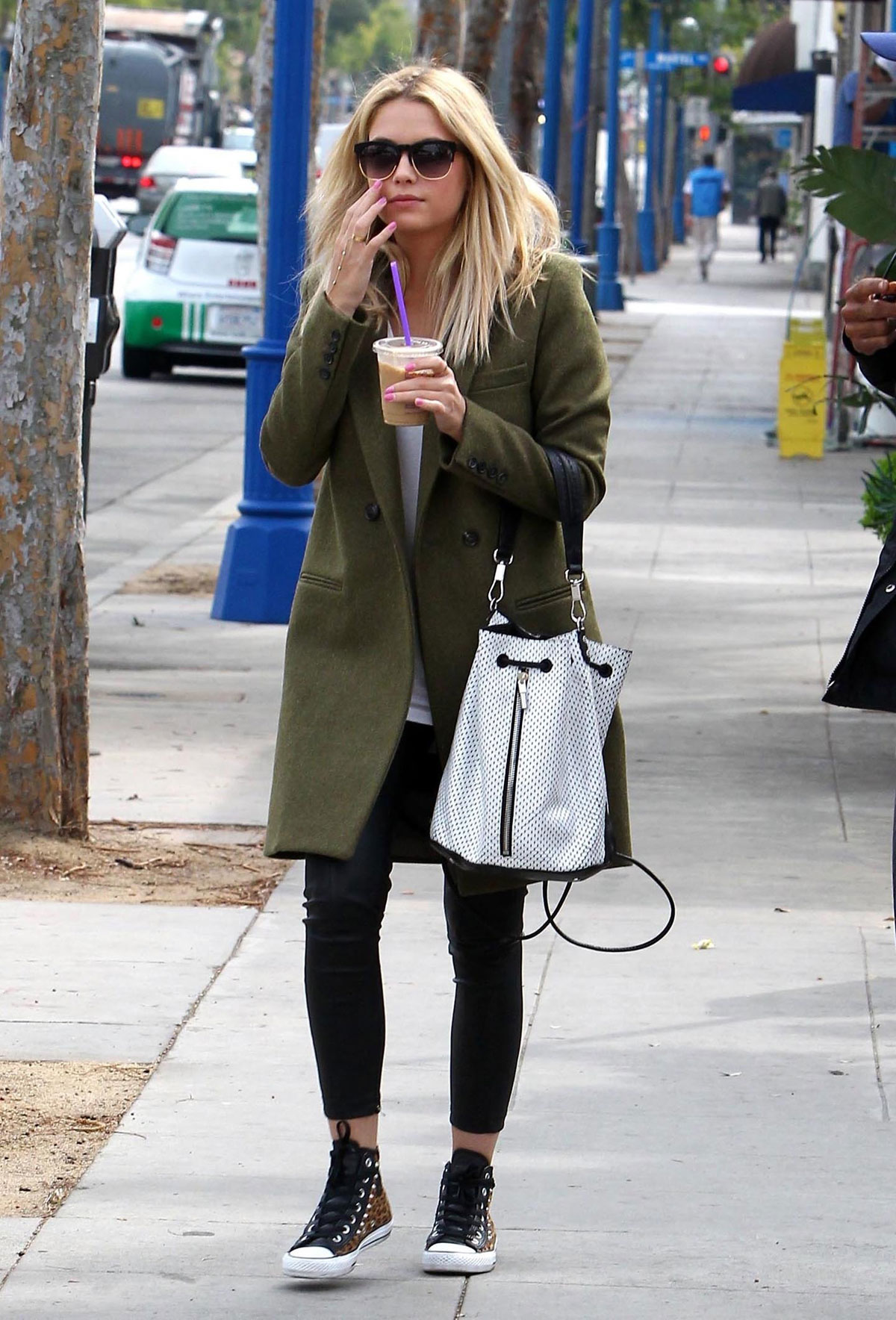 Ashley Benson grabs lunch with a friend