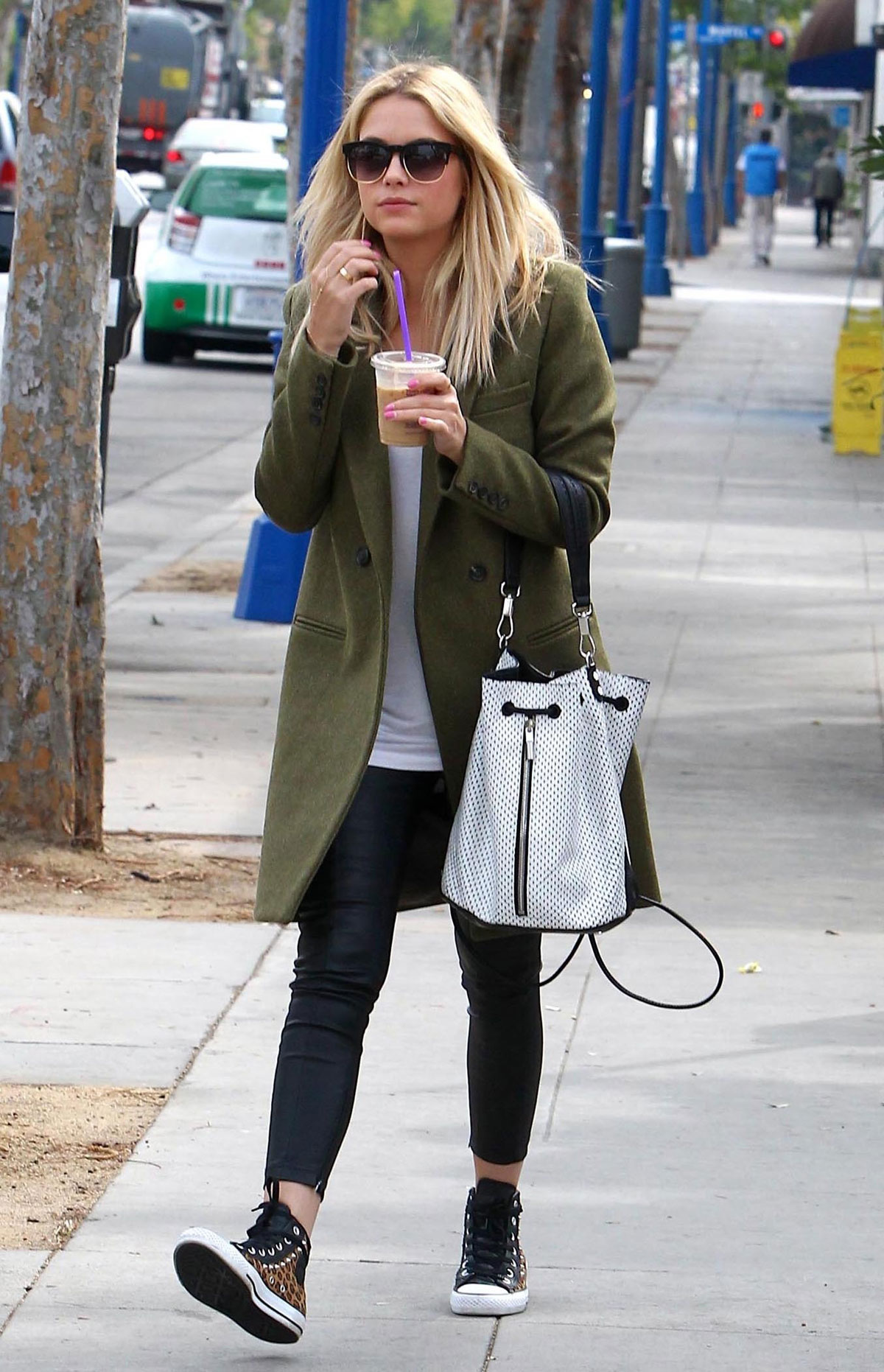 Ashley Benson grabs lunch with a friend