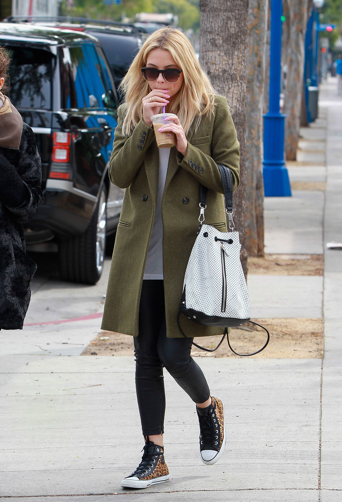 Ashley Benson grabs lunch with a friend