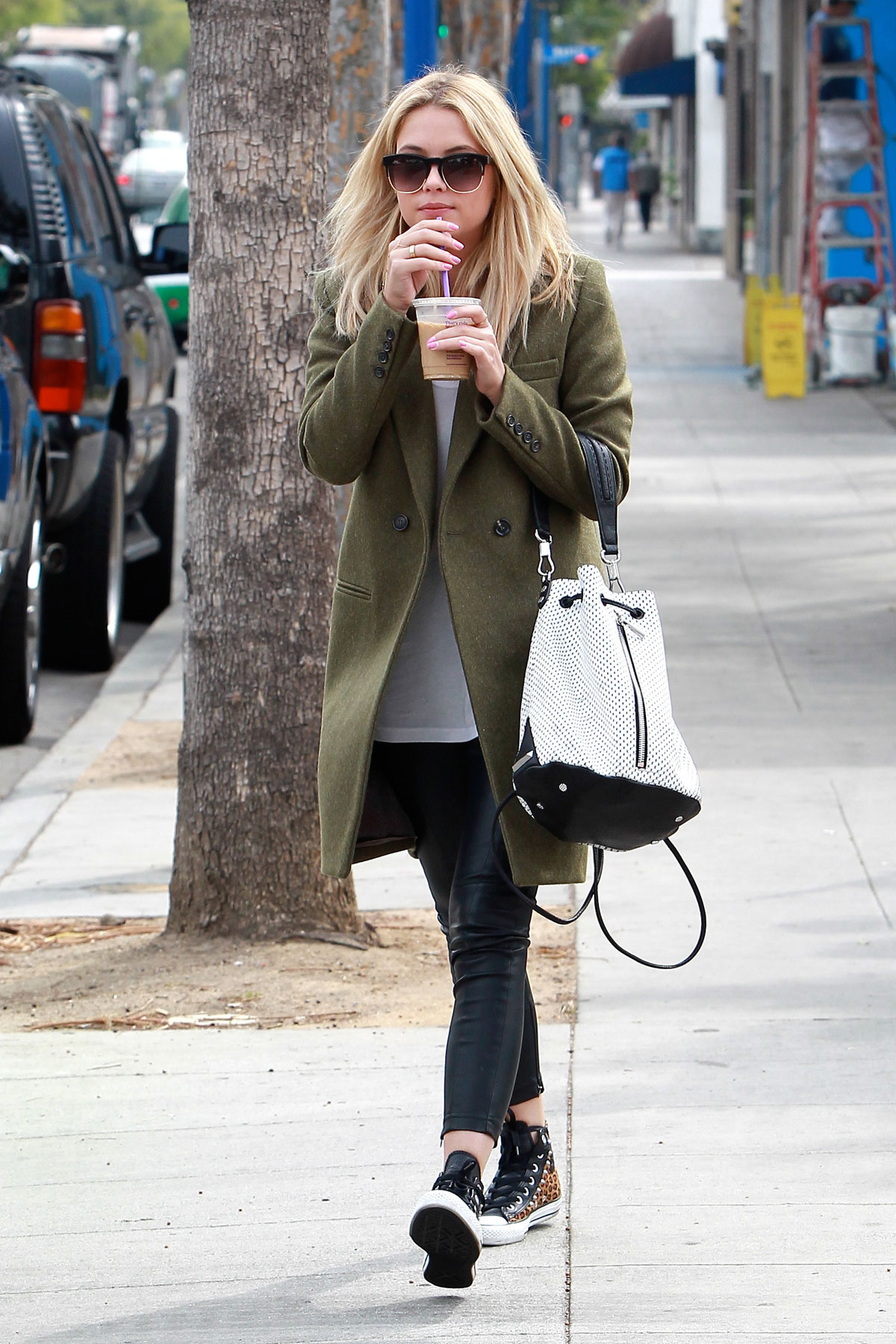 Ashley Benson grabs lunch with a friend