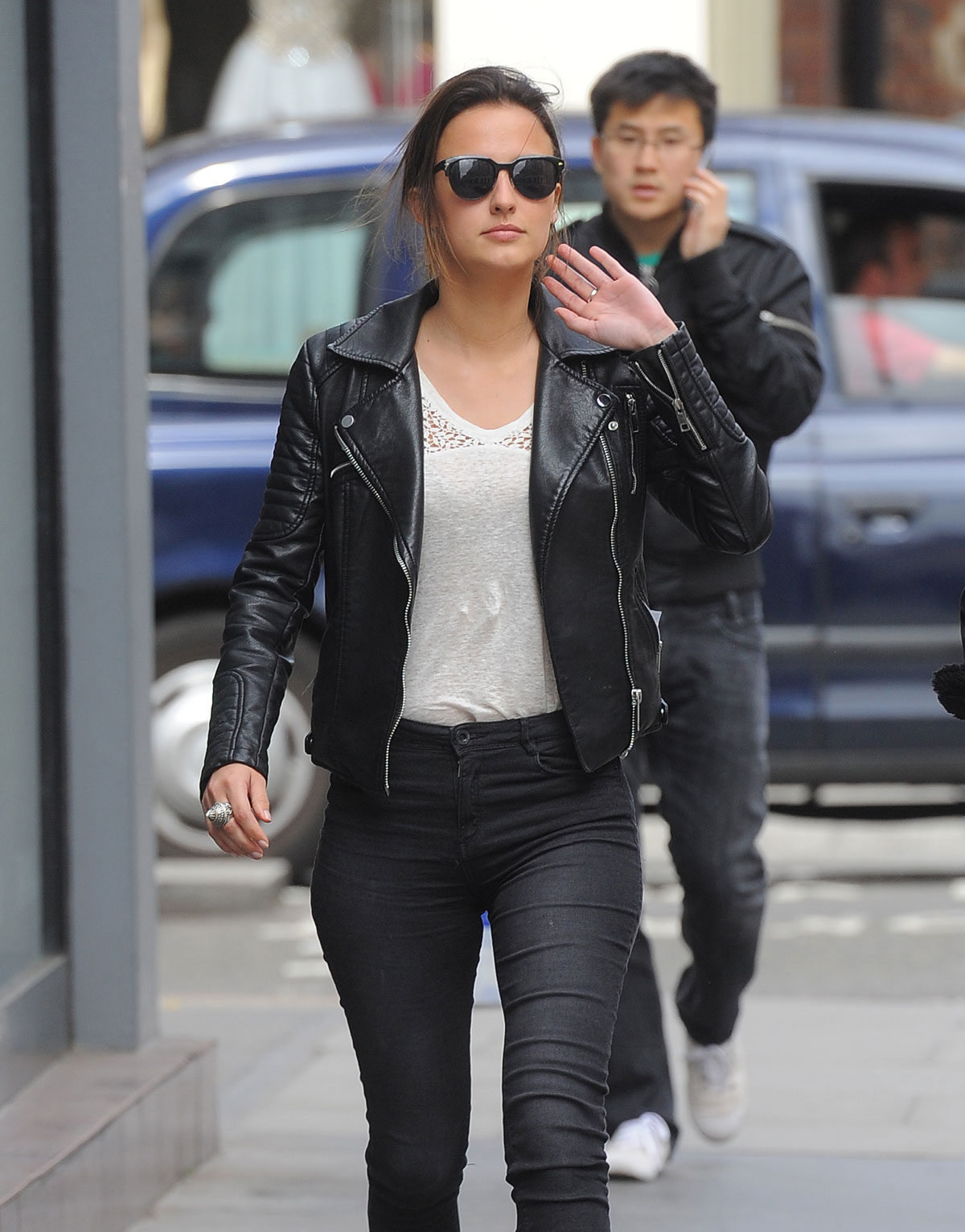 Lucy Watson leaving the Riding House Cafe