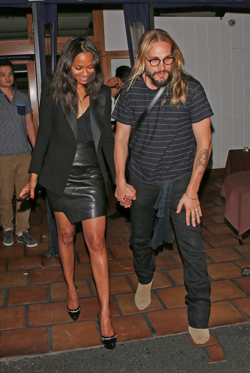 Zoe Saldana leaves a celebration at Locanda Portofino