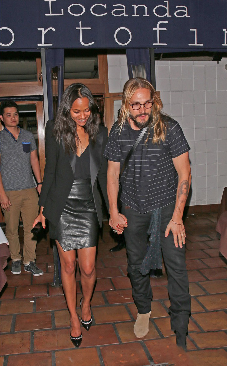 Zoe Saldana leaves a celebration at Locanda Portofino