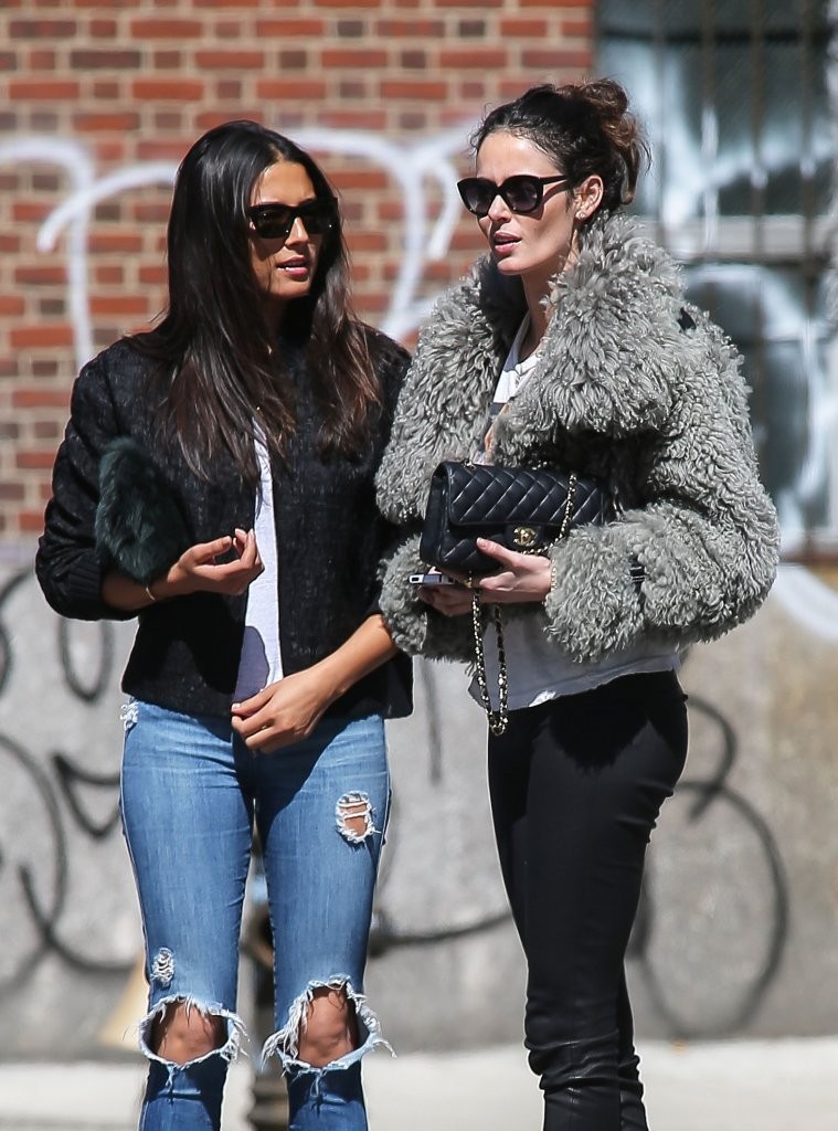 Nicole Trunfio out for a stroll with a friend in New York City