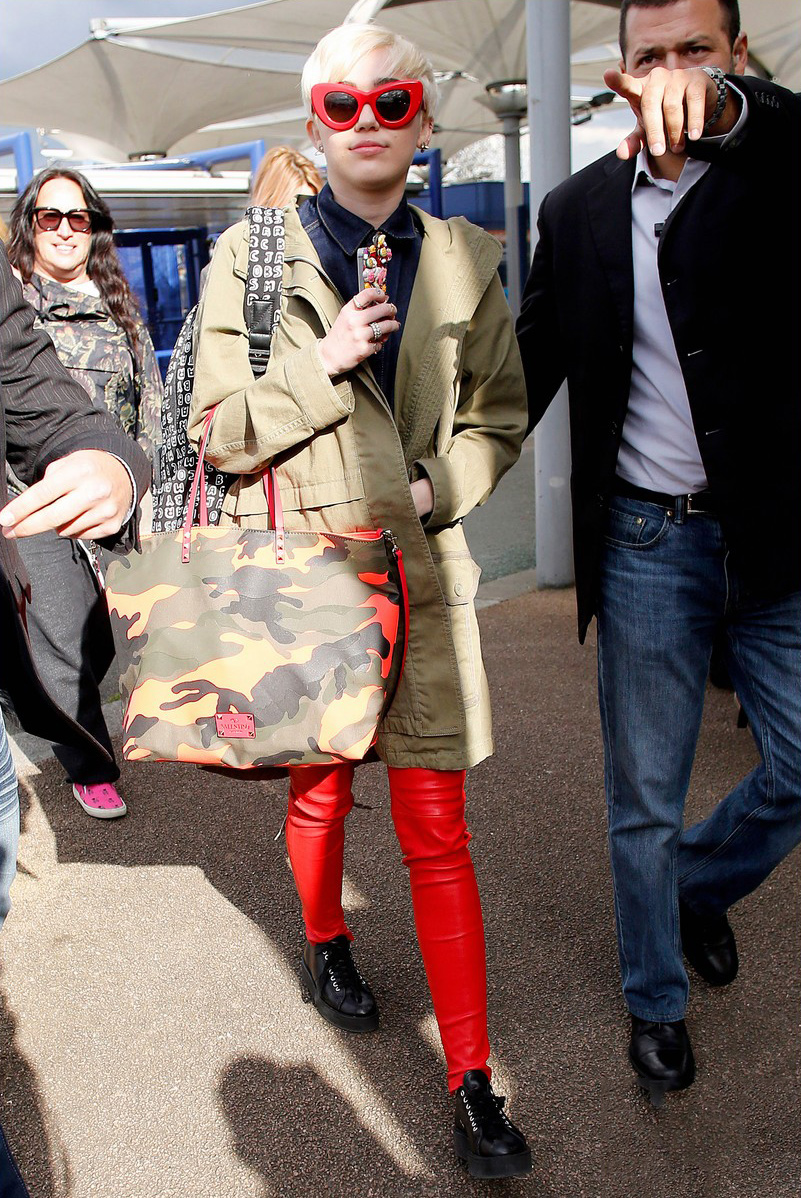 Miley Cyrus arrives at the O2 Arena ahead of her Bangerz tour concert