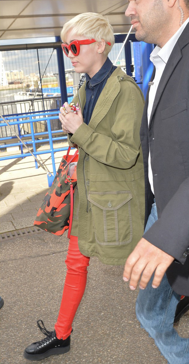 Miley Cyrus arrives at the O2 Arena ahead of her Bangerz tour concert