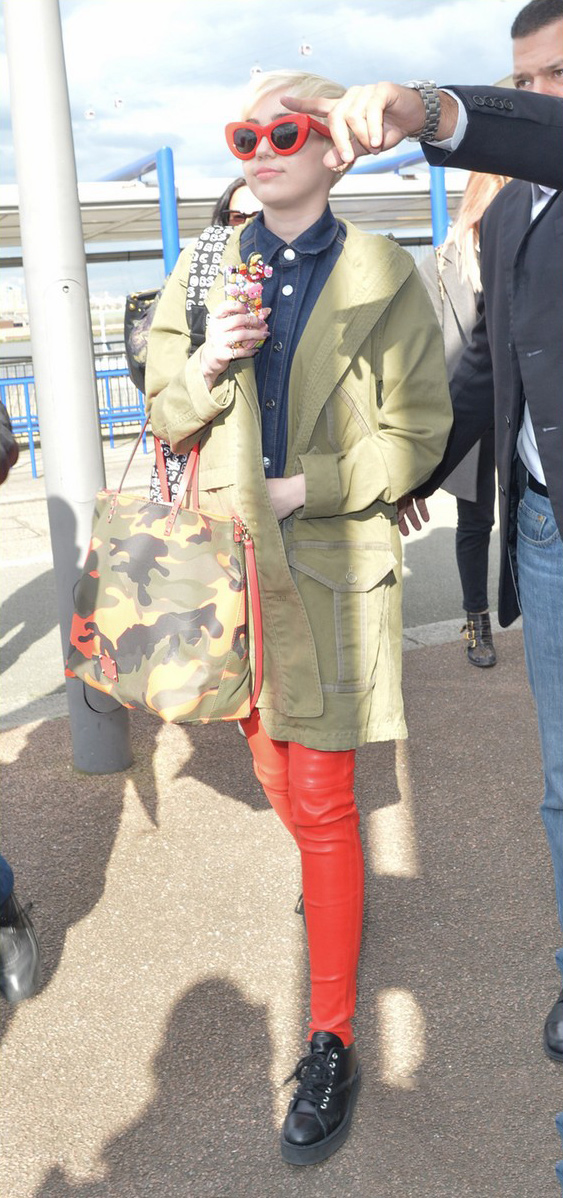 Miley Cyrus arrives at the O2 Arena ahead of her Bangerz tour concert