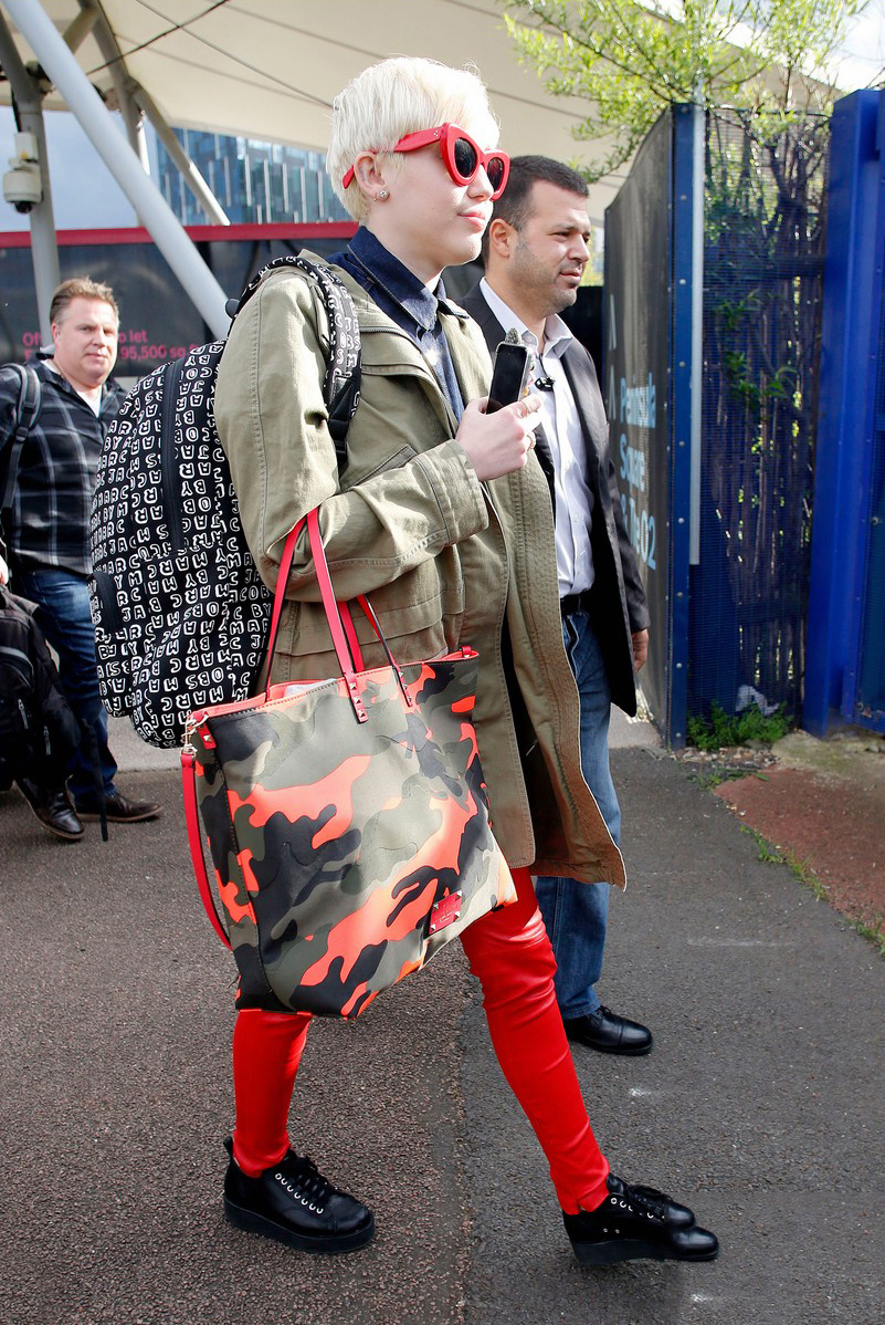 Miley Cyrus arrives at the O2 Arena ahead of her Bangerz tour concert