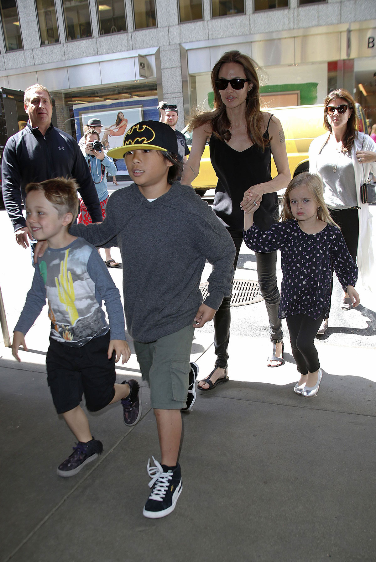 Angelina Jolie and her children at FAO Schwarz toy store