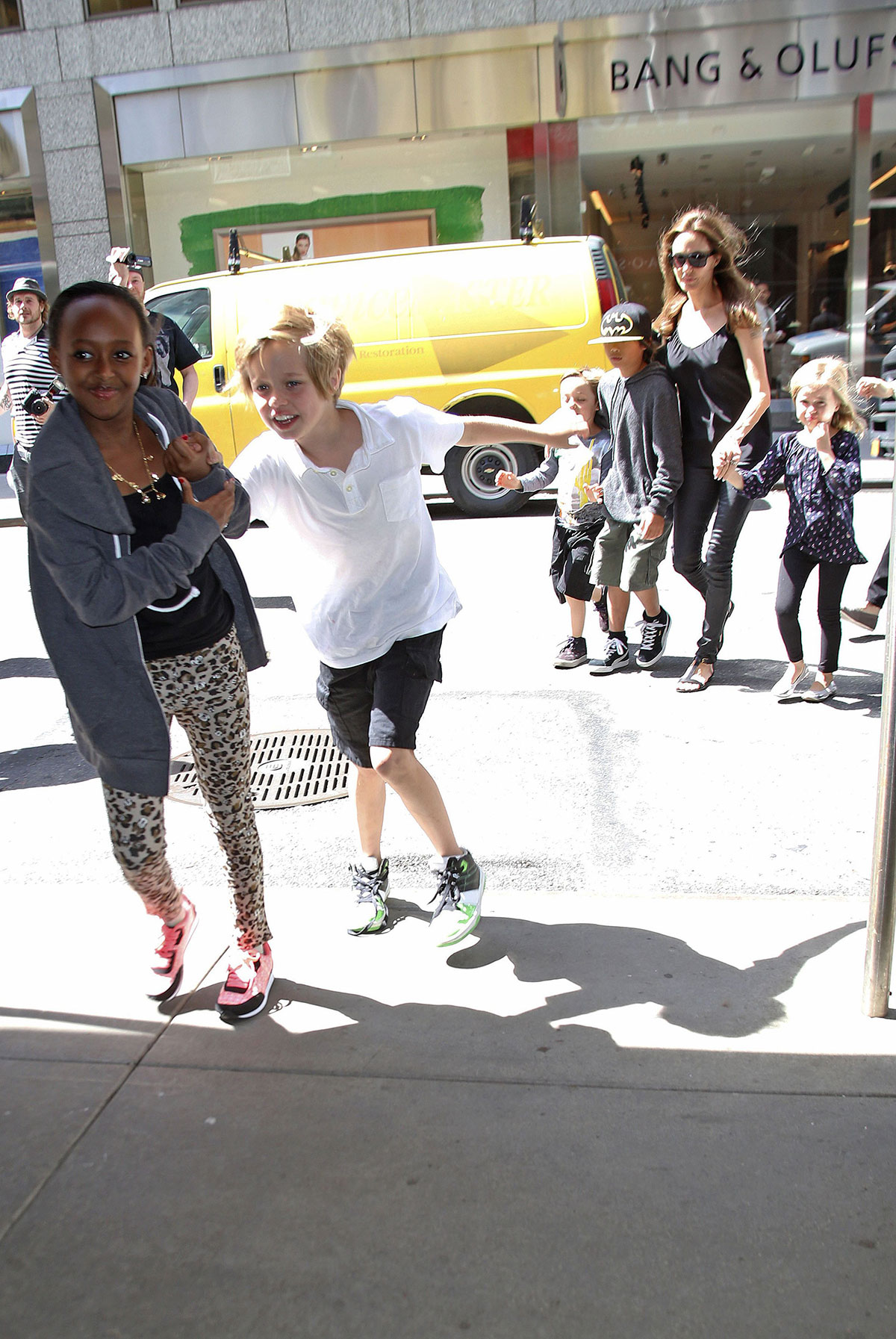 Angelina Jolie and her children at FAO Schwarz toy store