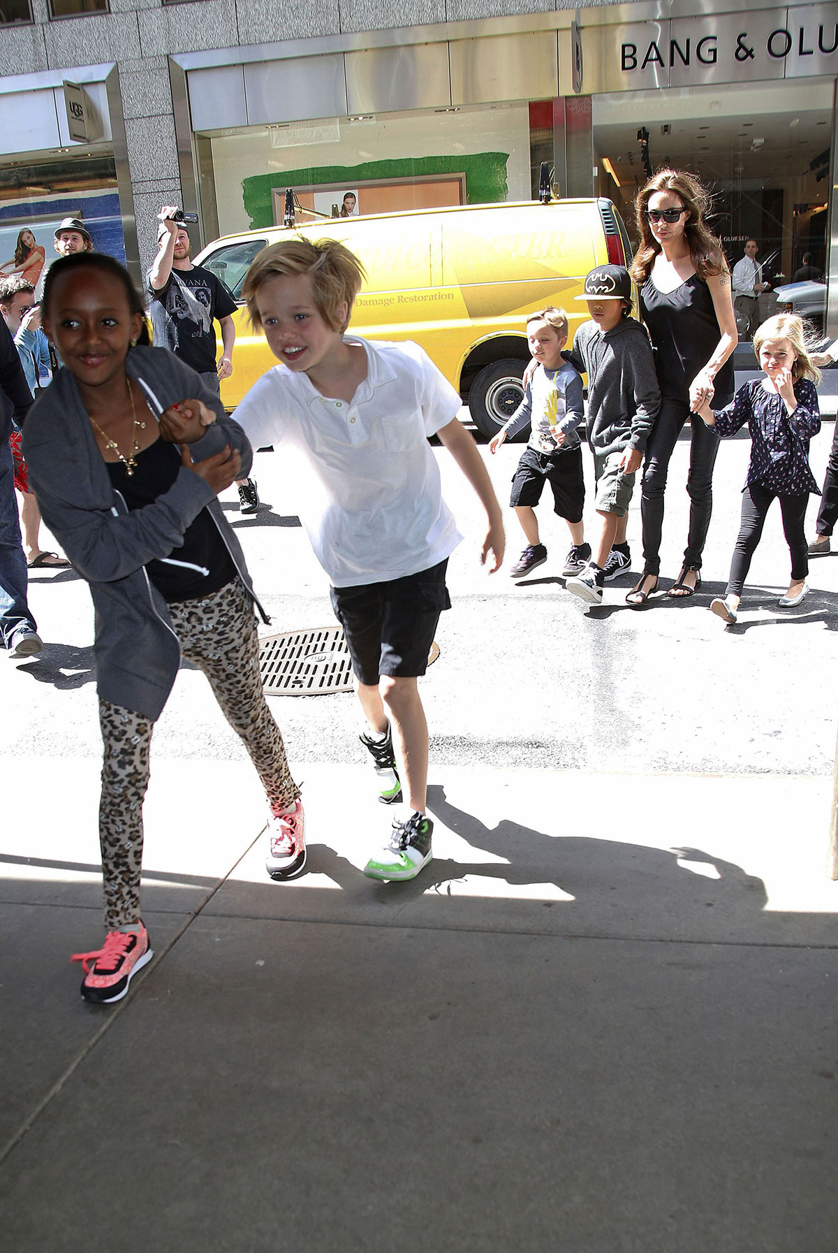 Angelina Jolie and her children at FAO Schwarz toy store