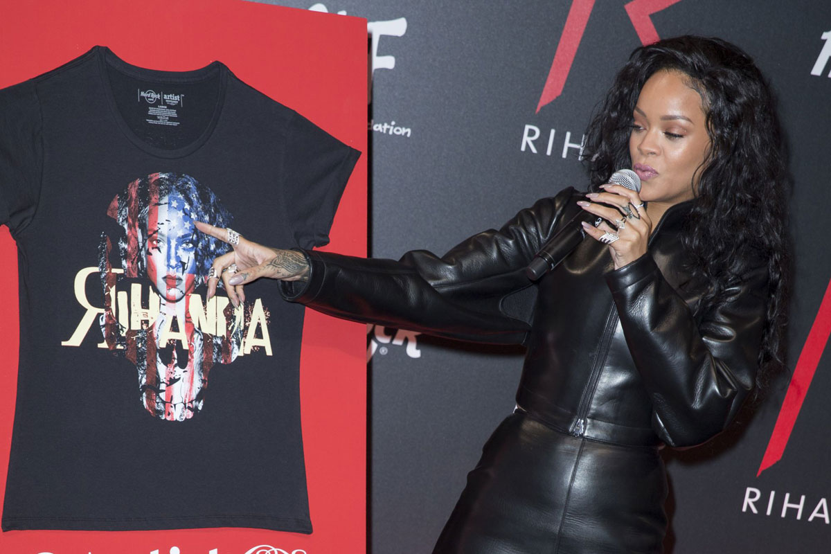 Rihanna attends Charity T-Shirt release with Hard Rock Cafe Paris