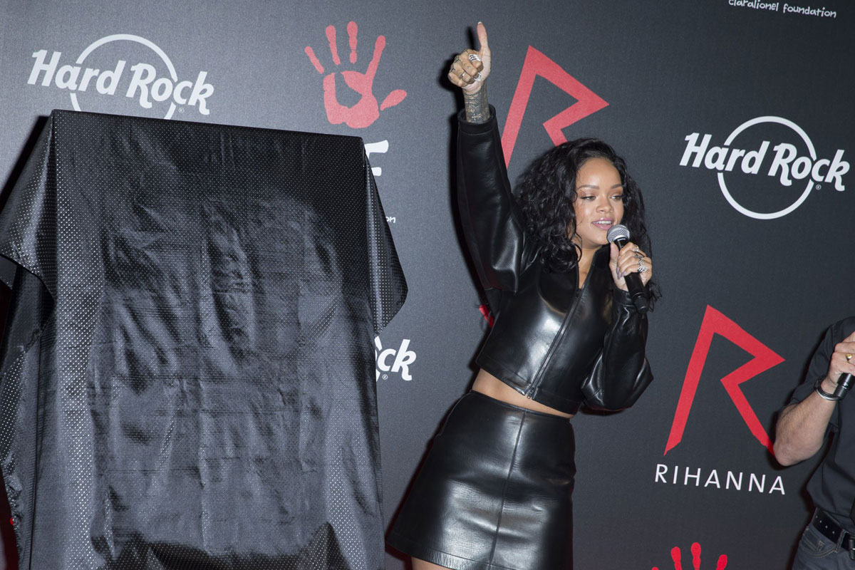 Rihanna attends Charity T-Shirt release with Hard Rock Cafe Paris