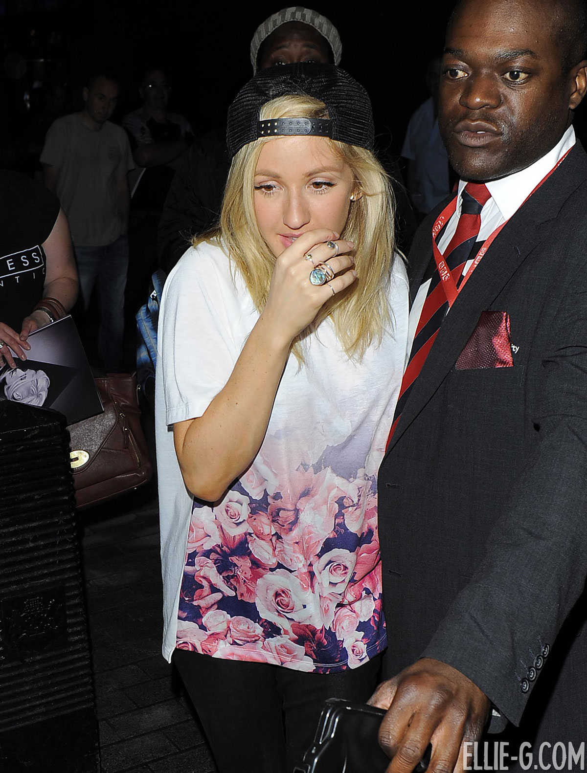 Ellie Goulding greets her fans outside the BBC Radio1