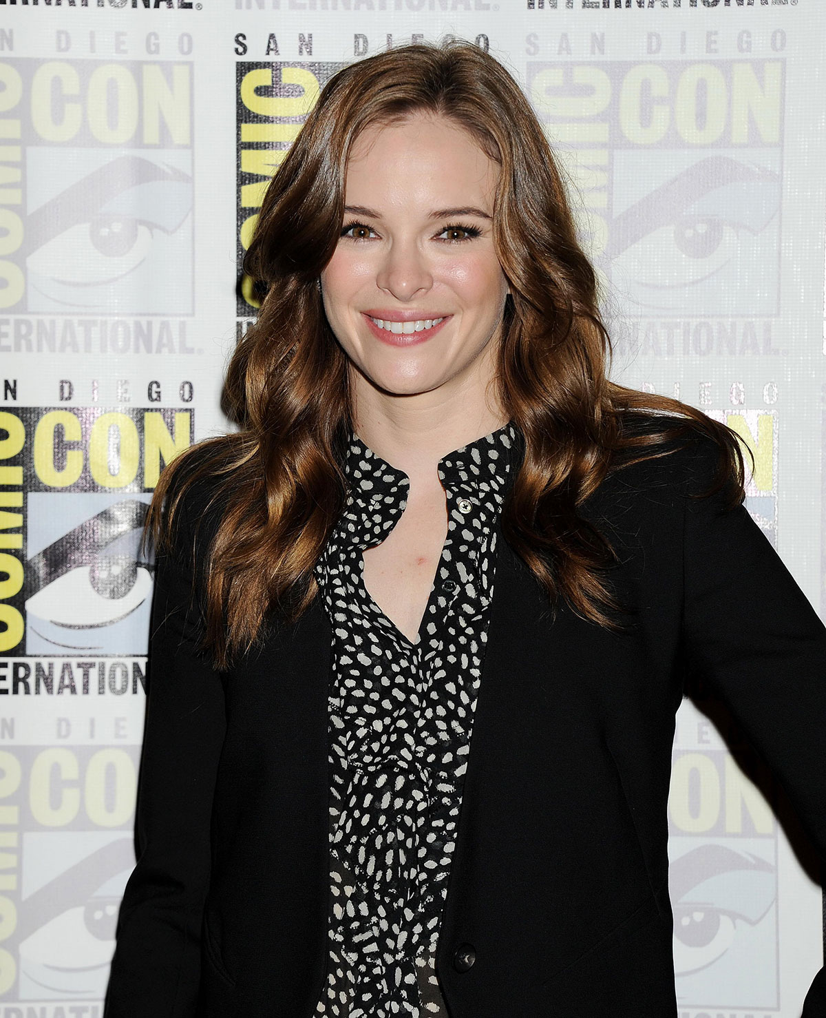 Danielle Panabaker attends The Flash press line during Comic-Con