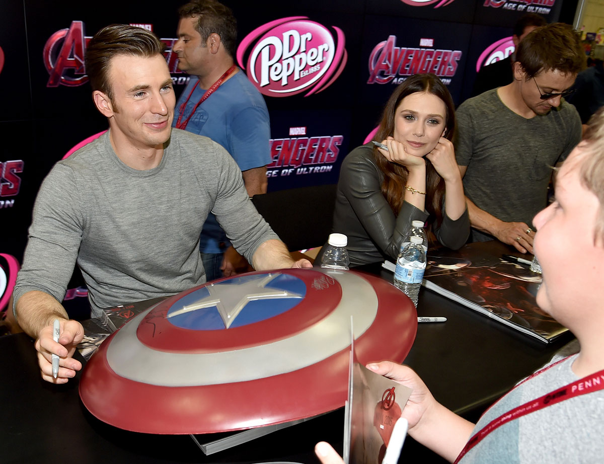 Elizabeth Olsen attends Avengers Age of Ultron Press Line at Comic-Con