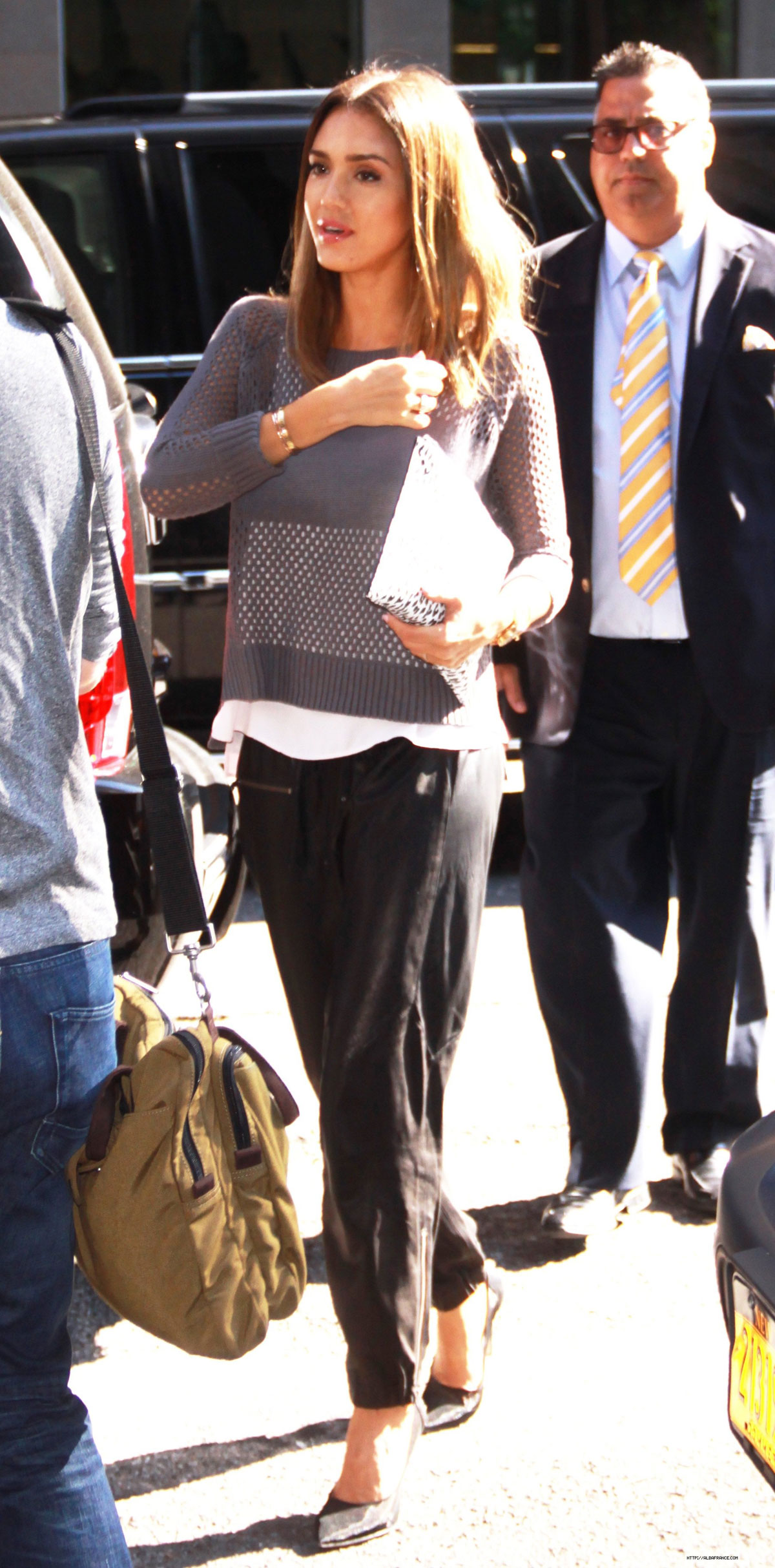 Jessica Alba arriving at SiriusXM Studio in NYC