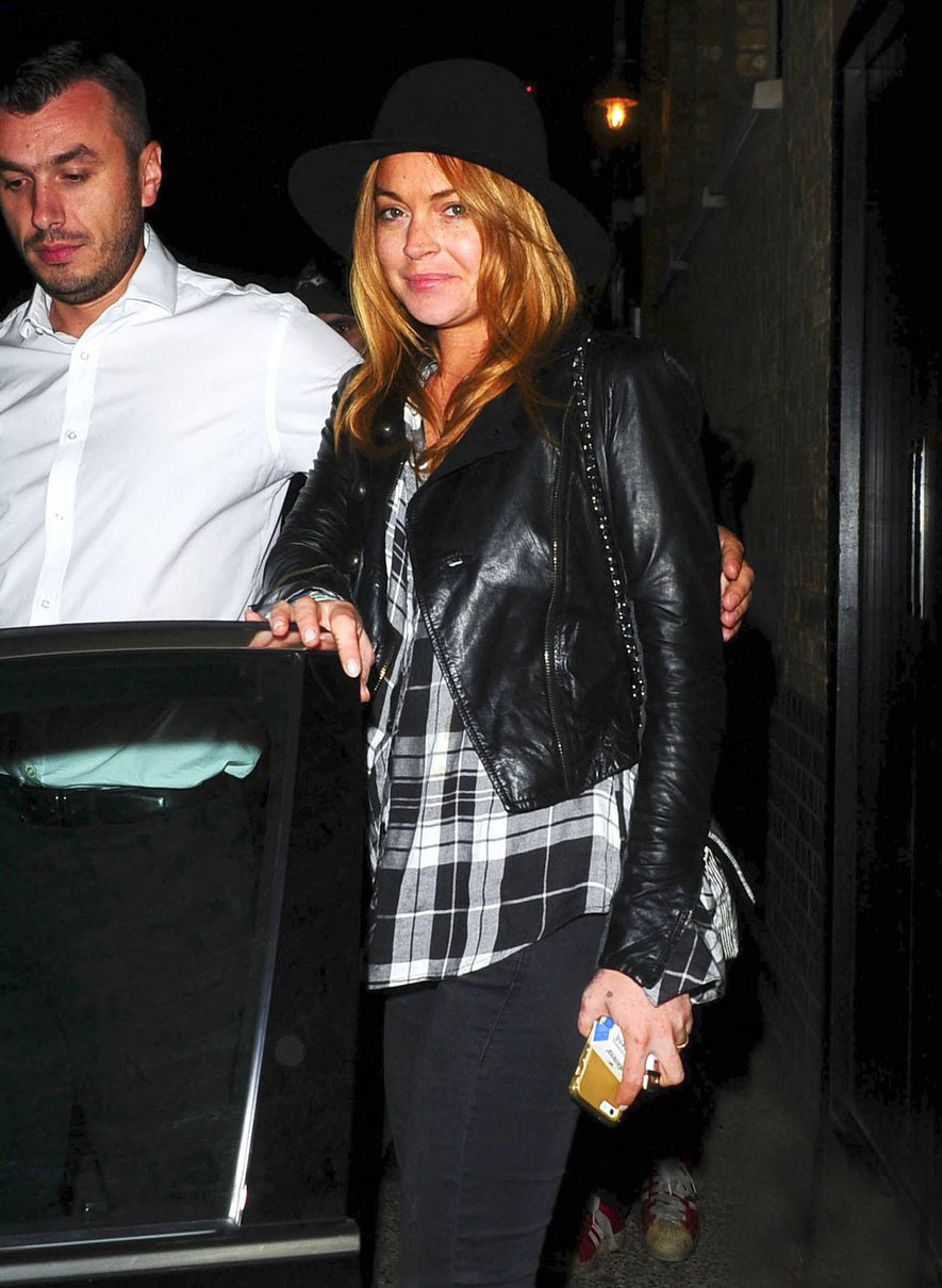 Lindsay Lohan walking out of Chiltern Firehouse