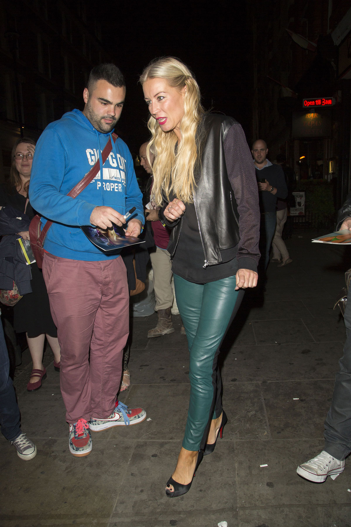 Denise Van Outen leaving the Arts Theatre