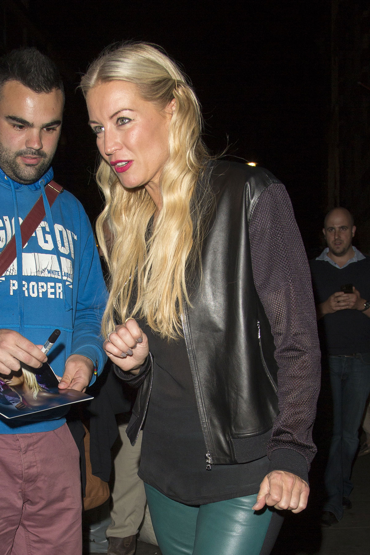 Denise Van Outen leaving the Arts Theatre