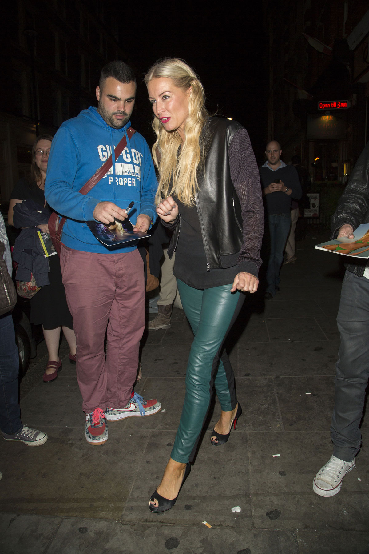 Denise Van Outen leaving the Arts Theatre