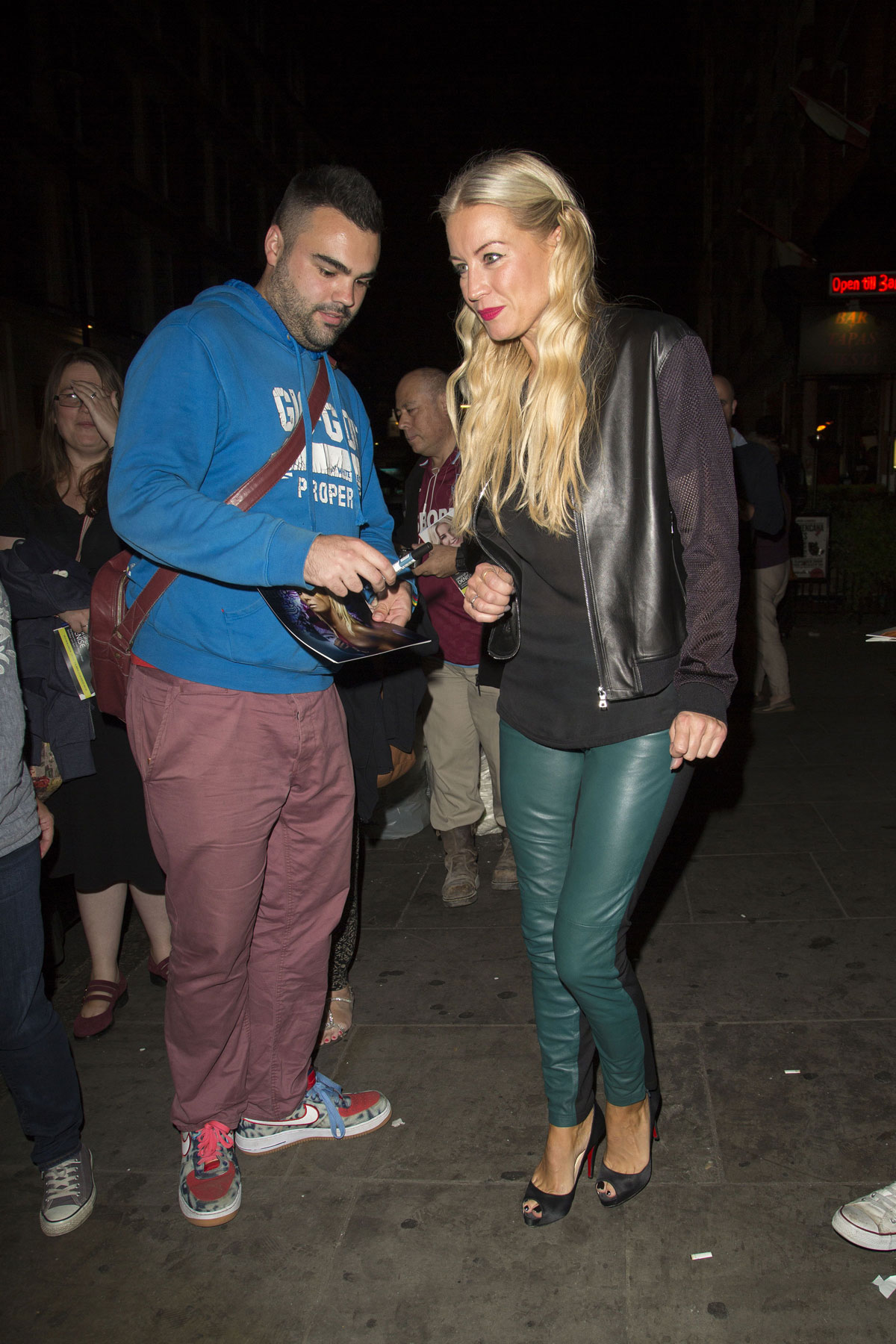 Denise Van Outen leaving the Arts Theatre