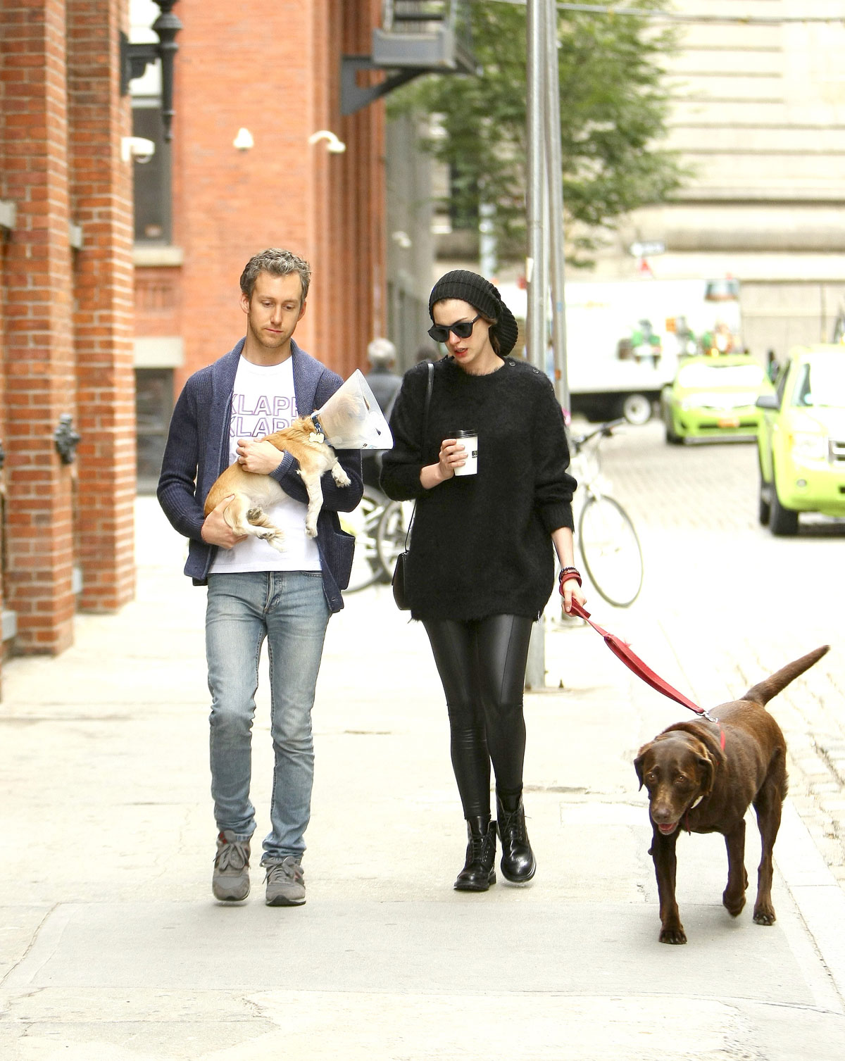 Anne Hathaway out in NYC