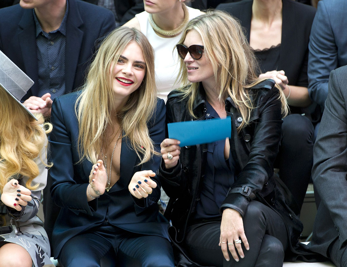 Cara Delevingne and Kate Moss attend Burberry Prorsum show