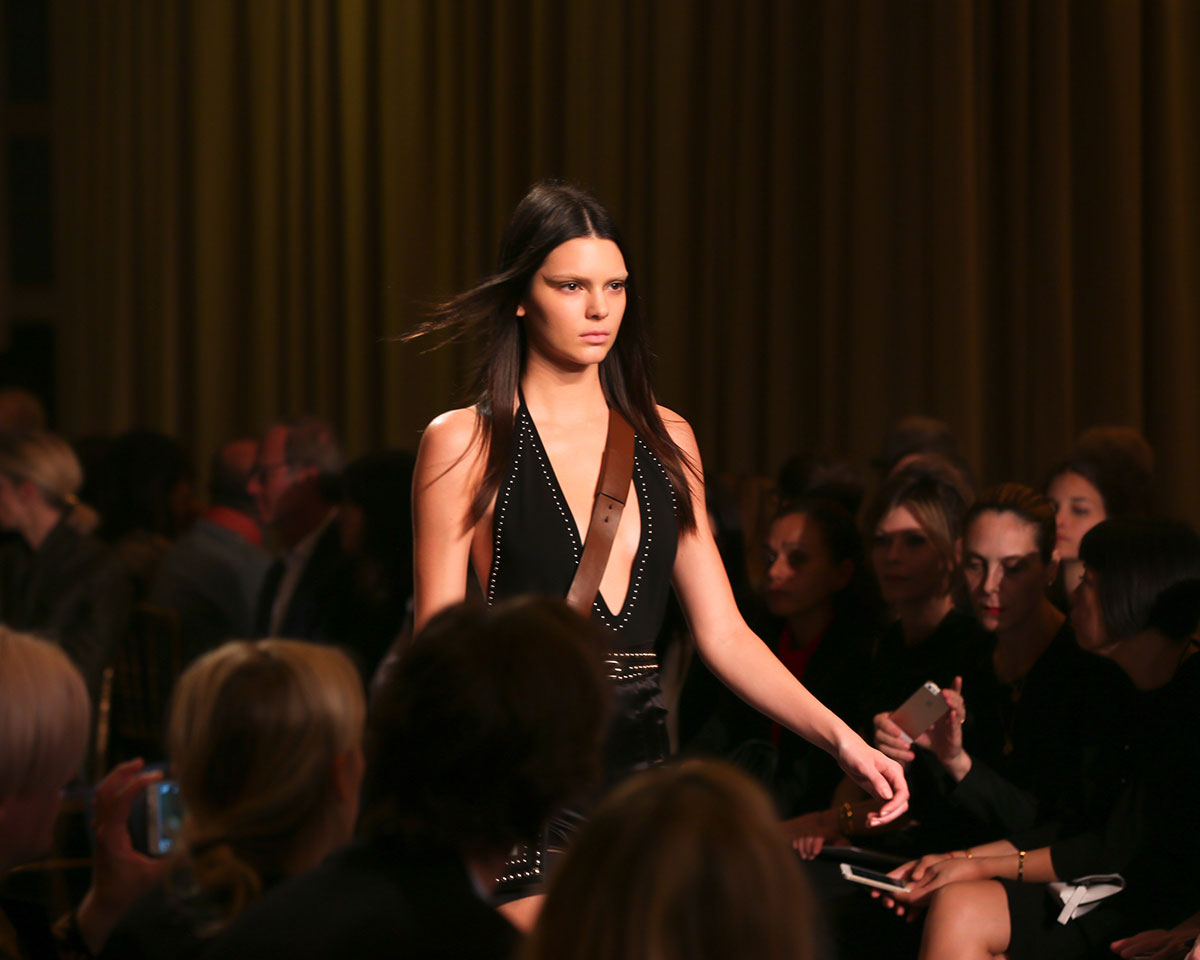Kendall Jenner, Rosie Huntington-Whiteley and Cara Delevingne on the catwalk at Paris Fashion Week