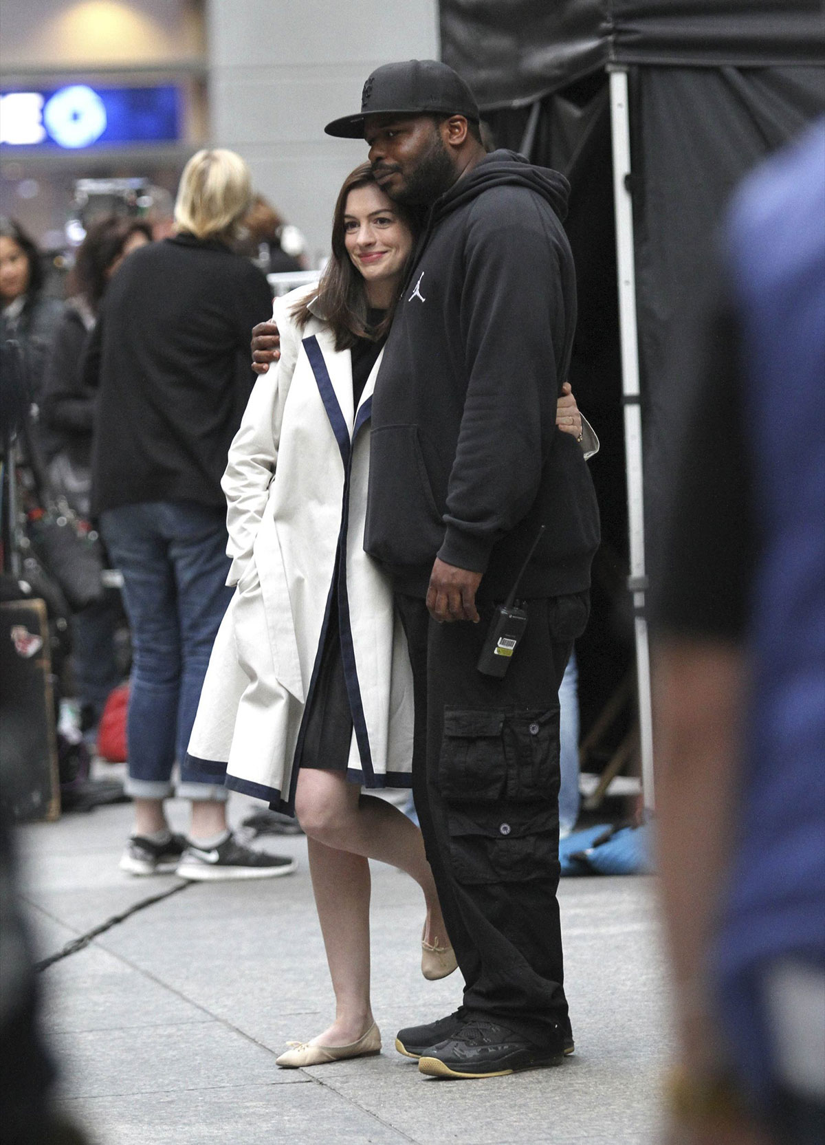 Anne Hathaway on the set of The Intern