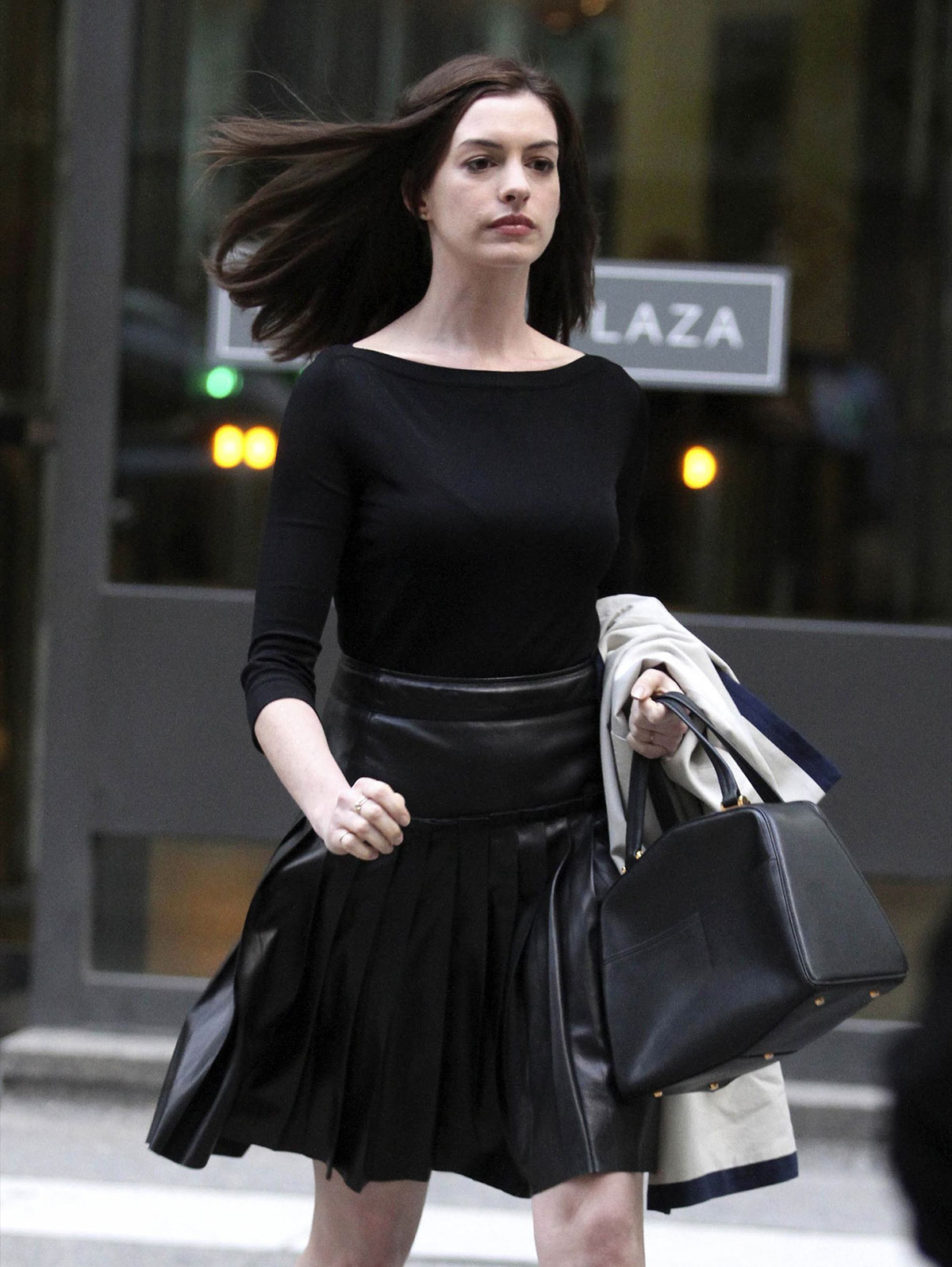 Anne Hathaway on the set of The Intern