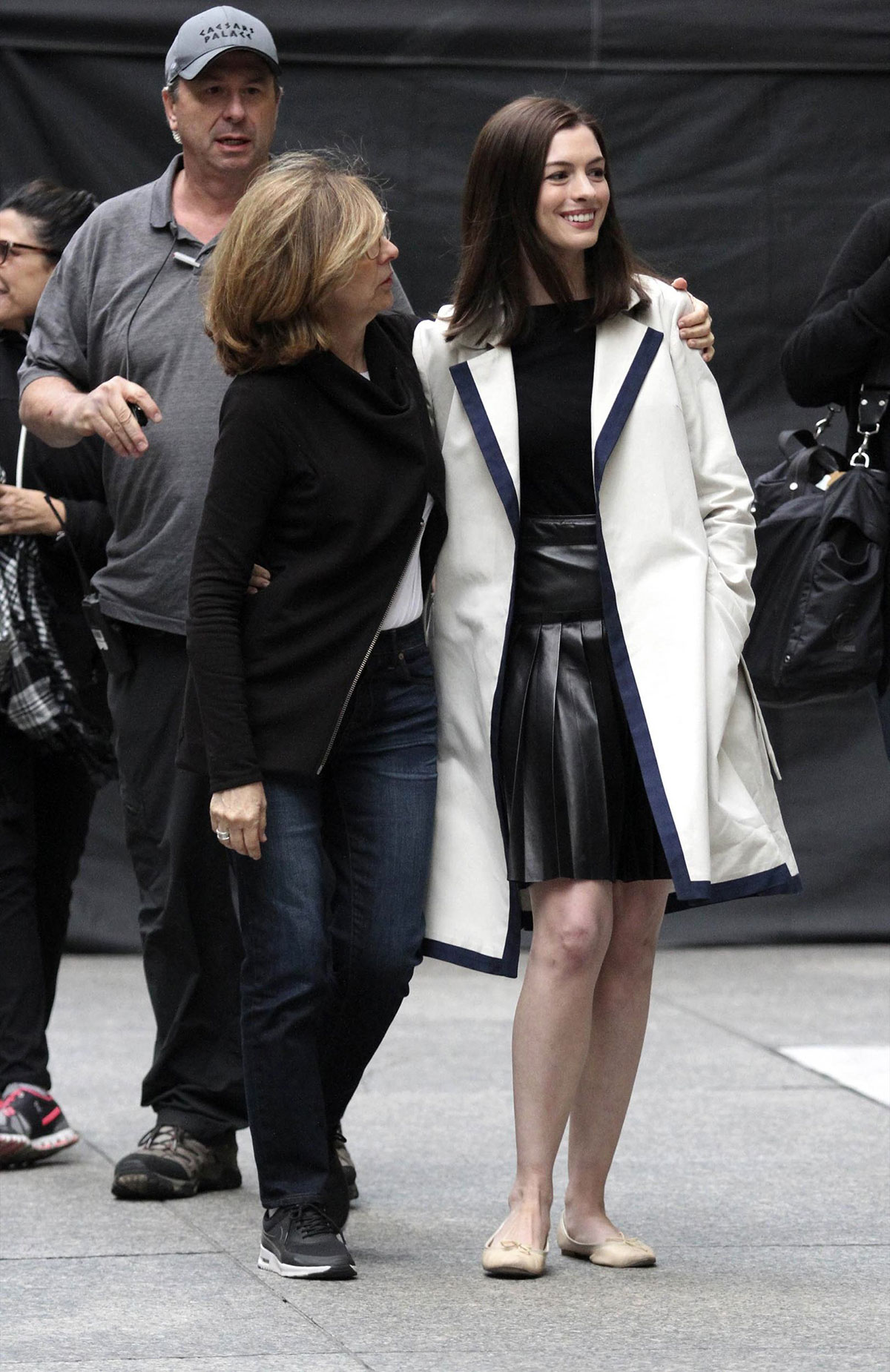 Anne Hathaway on the set of The Intern