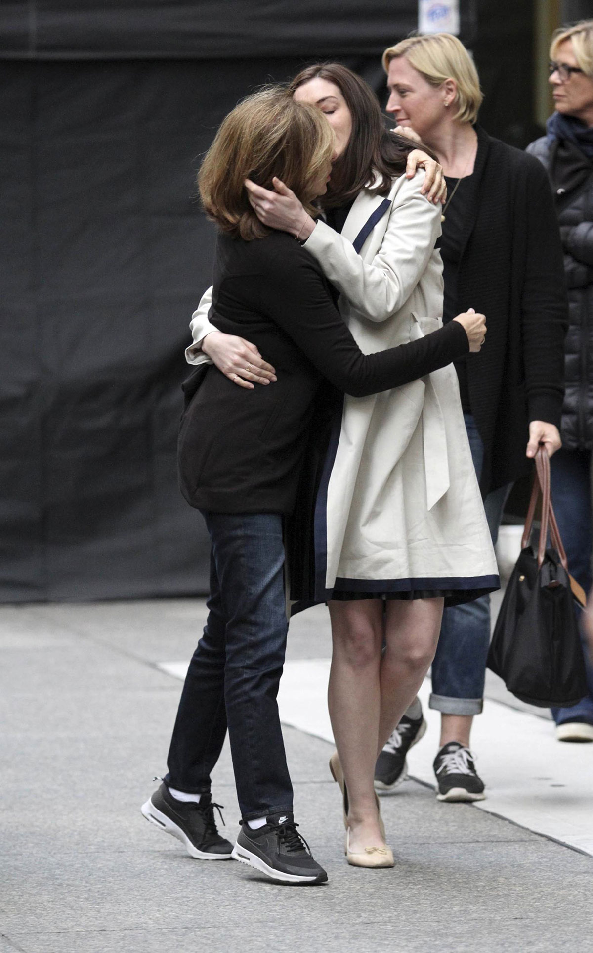 Anne Hathaway on the set of The Intern