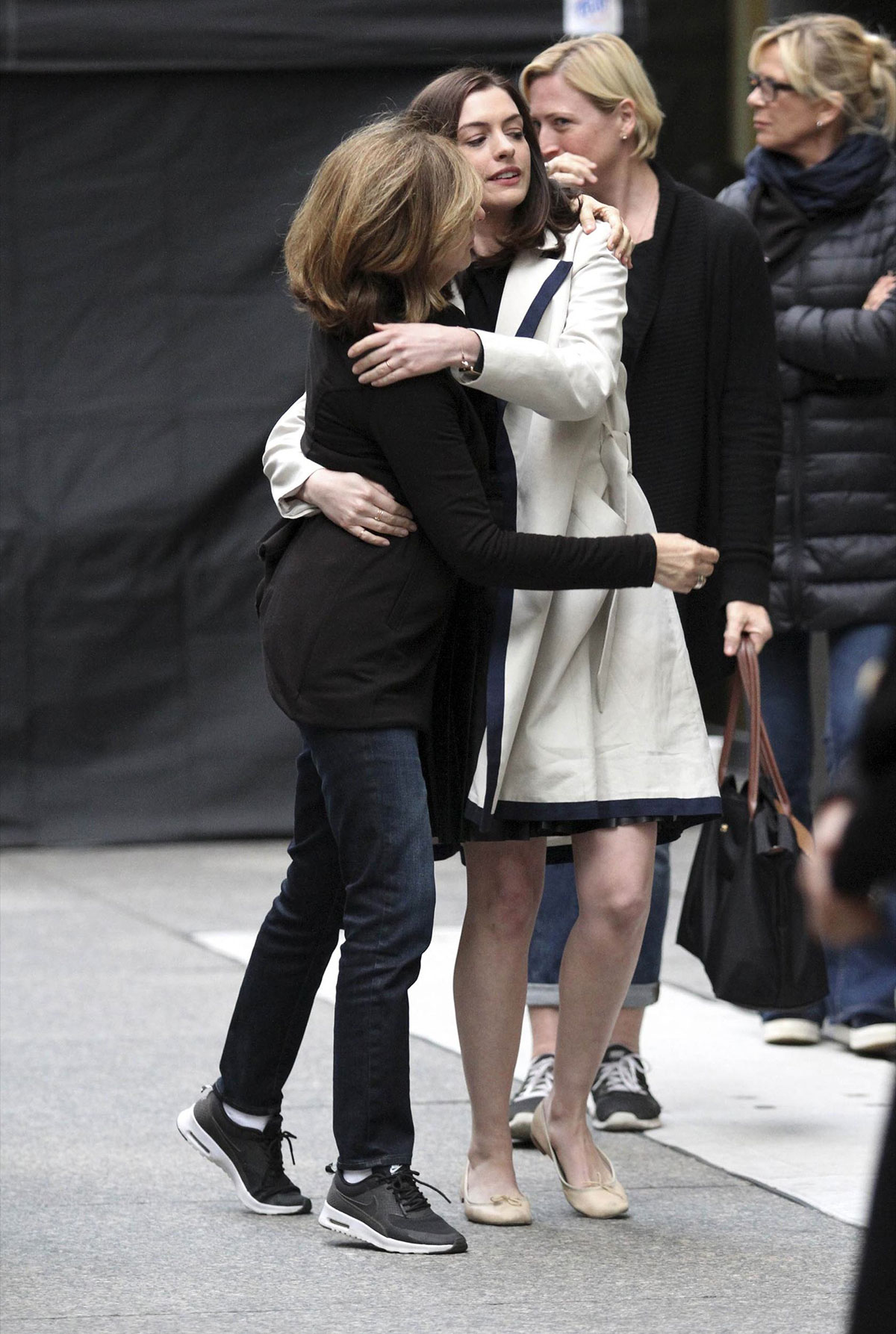 Anne Hathaway on the set of The Intern