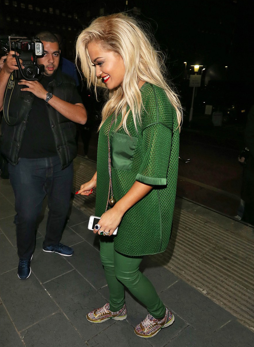 Rita Ora arrives at the Lowry Hotel in Manchester