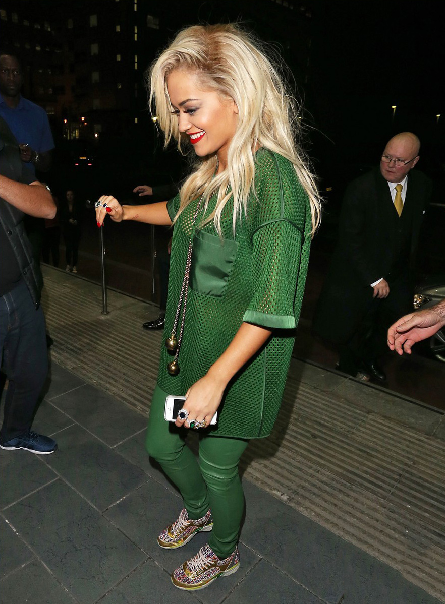 Rita Ora arrives at the Lowry Hotel in Manchester