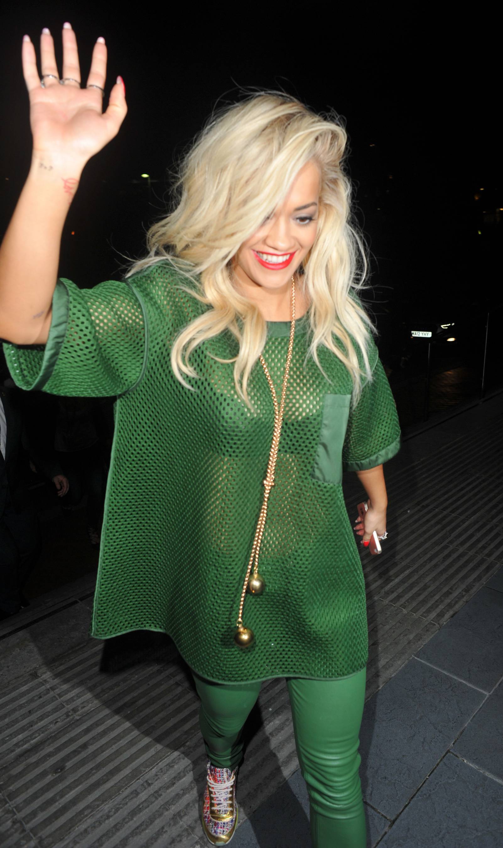 Rita Ora arrives at the Lowry Hotel in Manchester