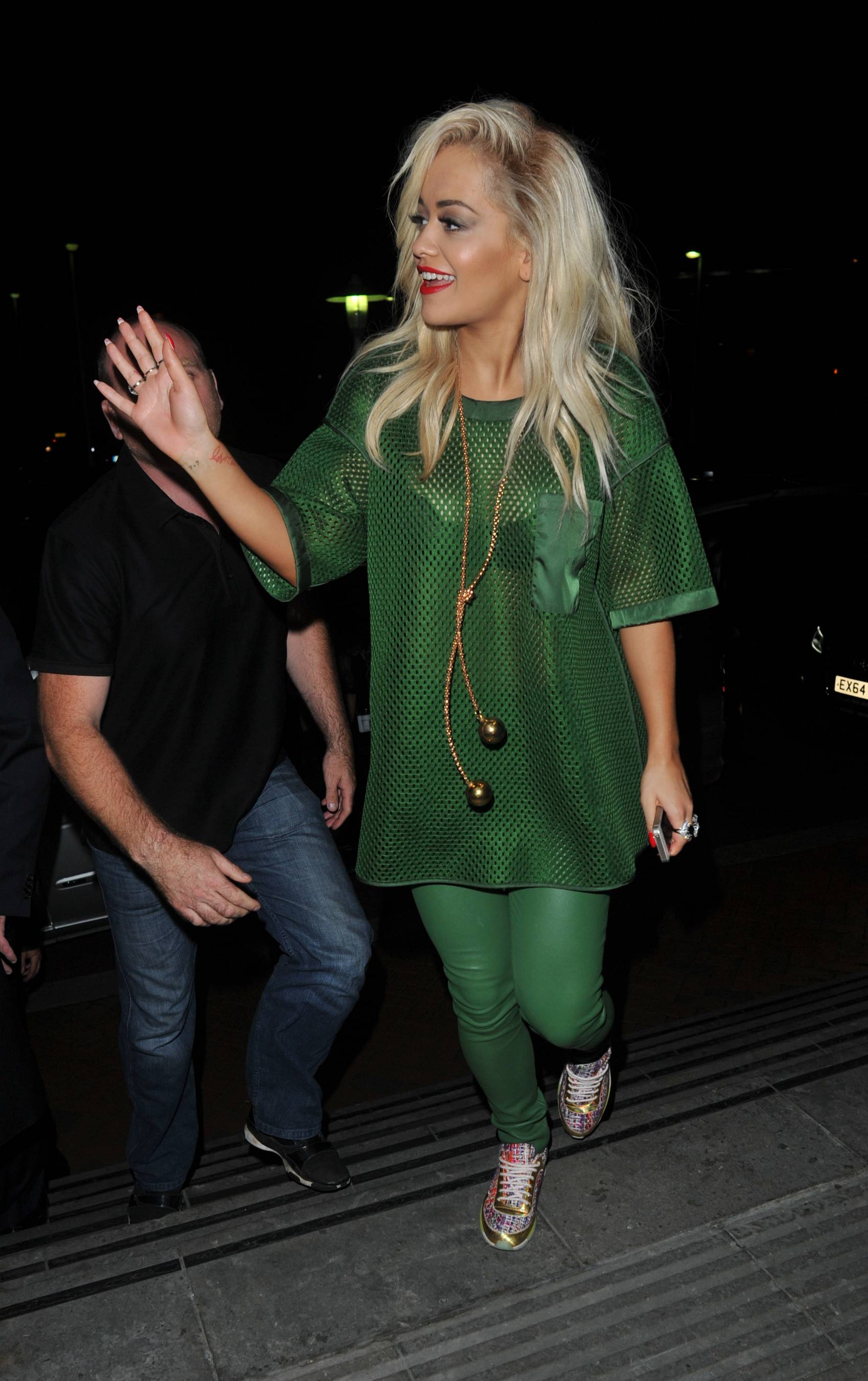 Rita Ora arrives at the Lowry Hotel in Manchester