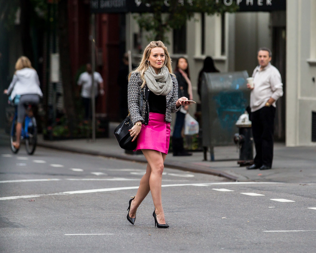 Hilary Duff on the set Younger candids in New York