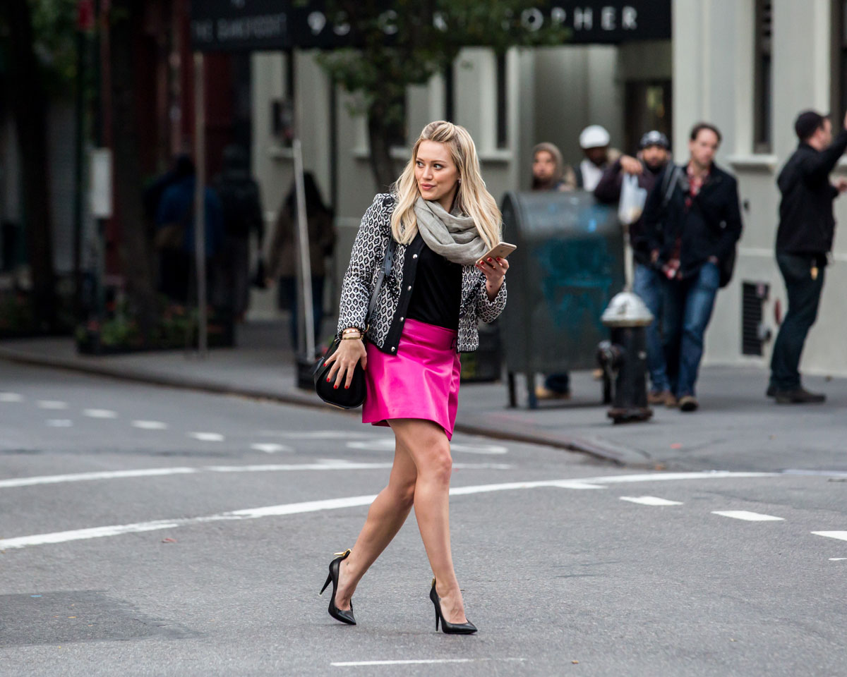 Hilary Duff on the set Younger candids in New York