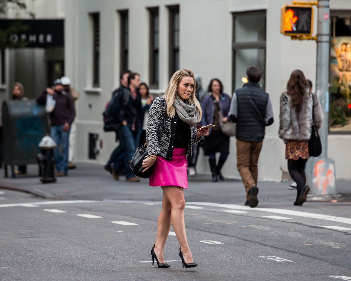 Hilary Duff on the set Younger candids in New York