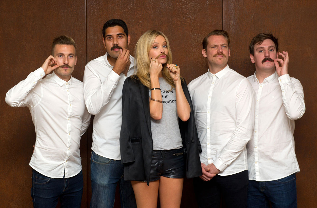 Laura Whitmore poses for Aussie’s ‘Misstache for Movember’ Campaign