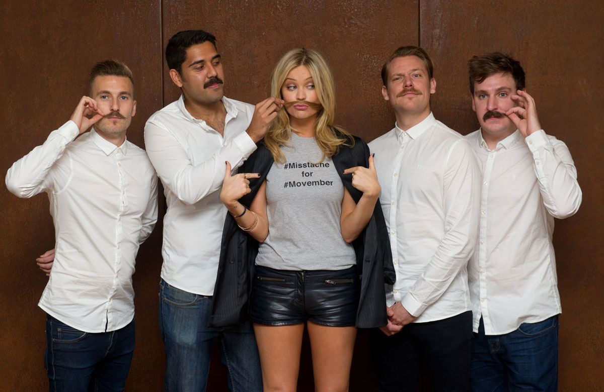 Laura Whitmore poses for Aussie’s ‘Misstache for Movember’ Campaign