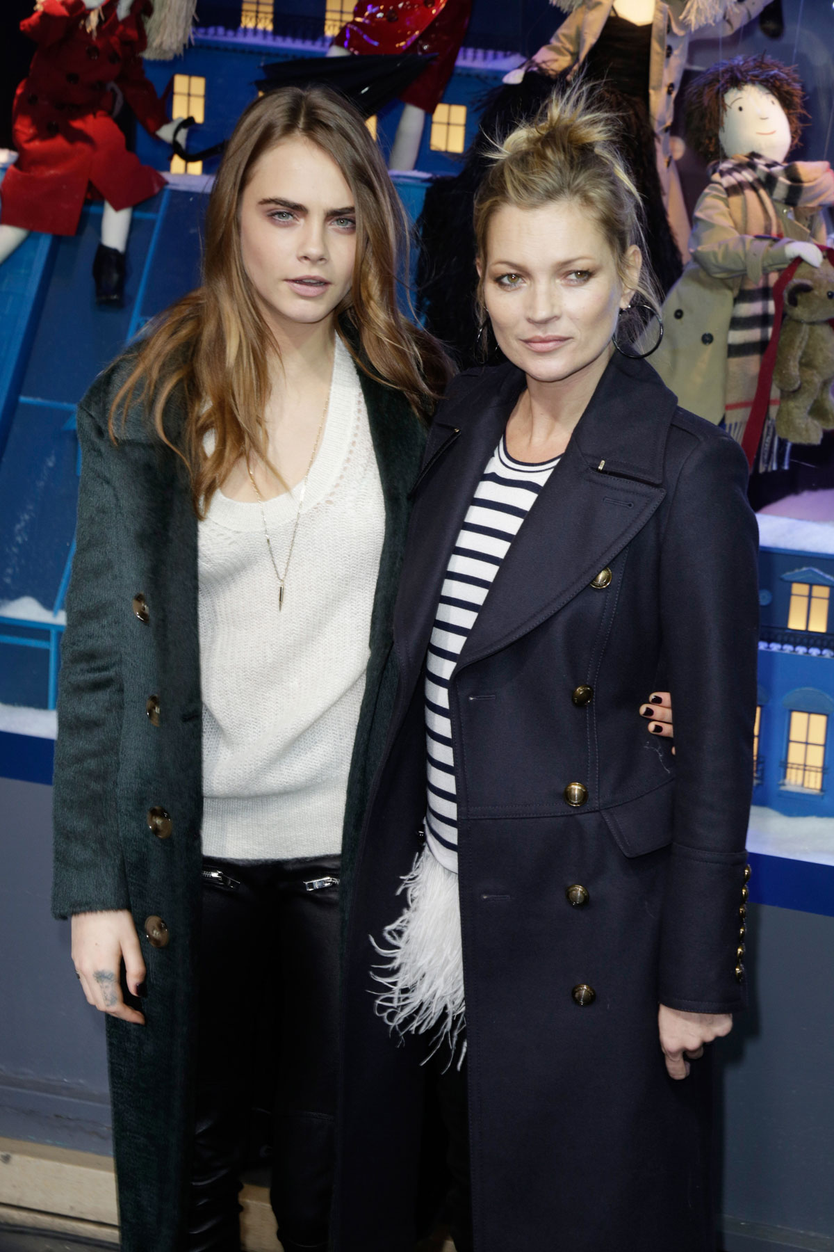 Cara Delevingne and Kate Moss attend the Printemps Christmas Decorations Inauguration