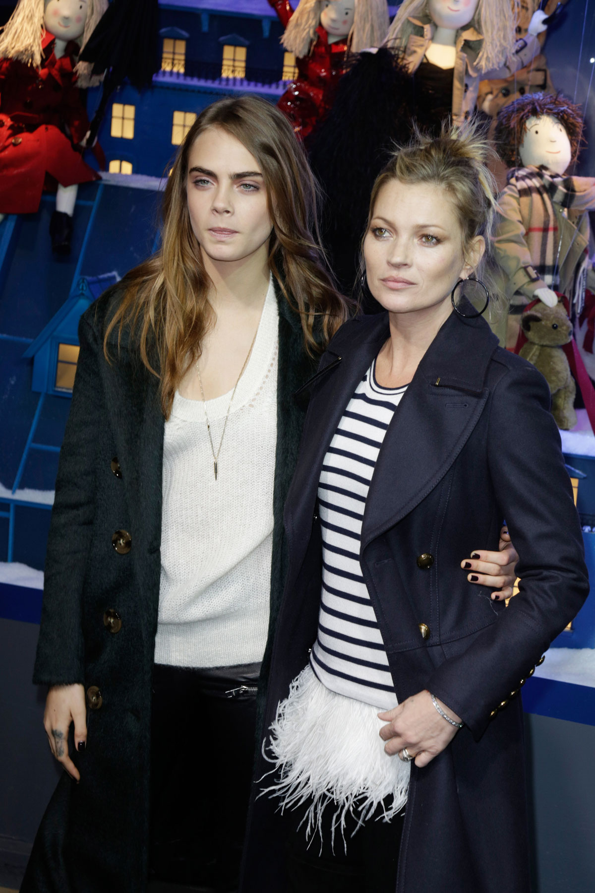 Cara Delevingne and Kate Moss attend the Printemps Christmas Decorations Inauguration