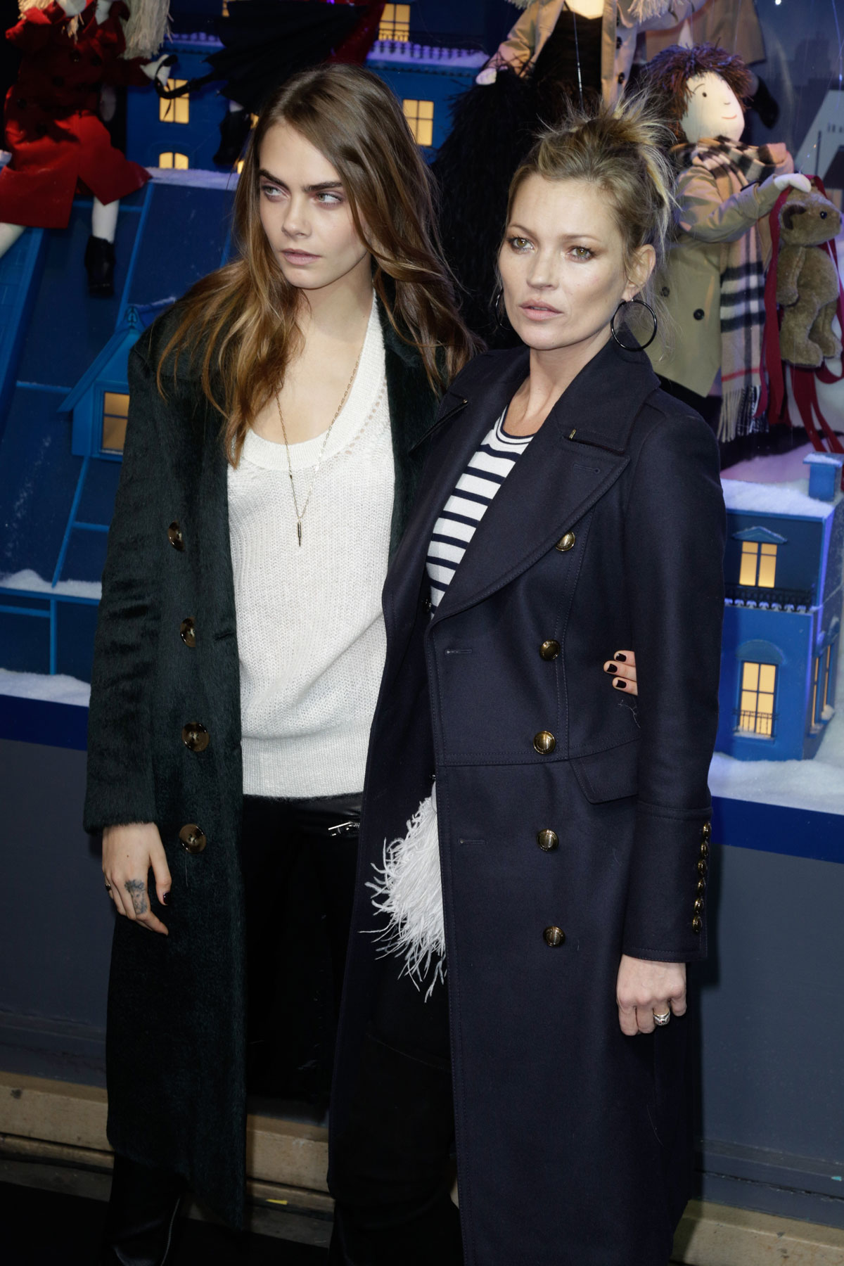 Cara Delevingne and Kate Moss attend the Printemps Christmas Decorations Inauguration