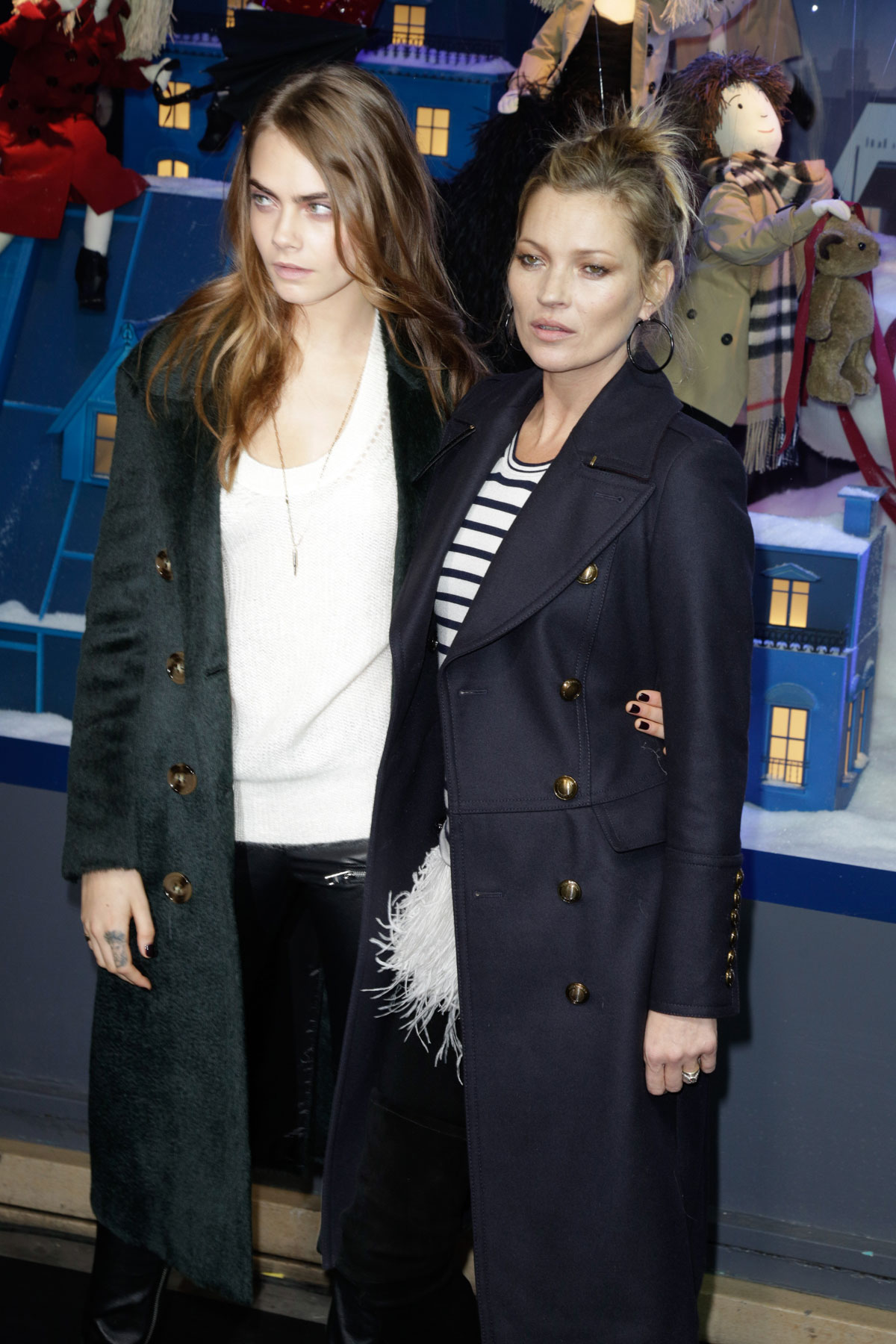 Cara Delevingne and Kate Moss attend the Printemps Christmas Decorations Inauguration